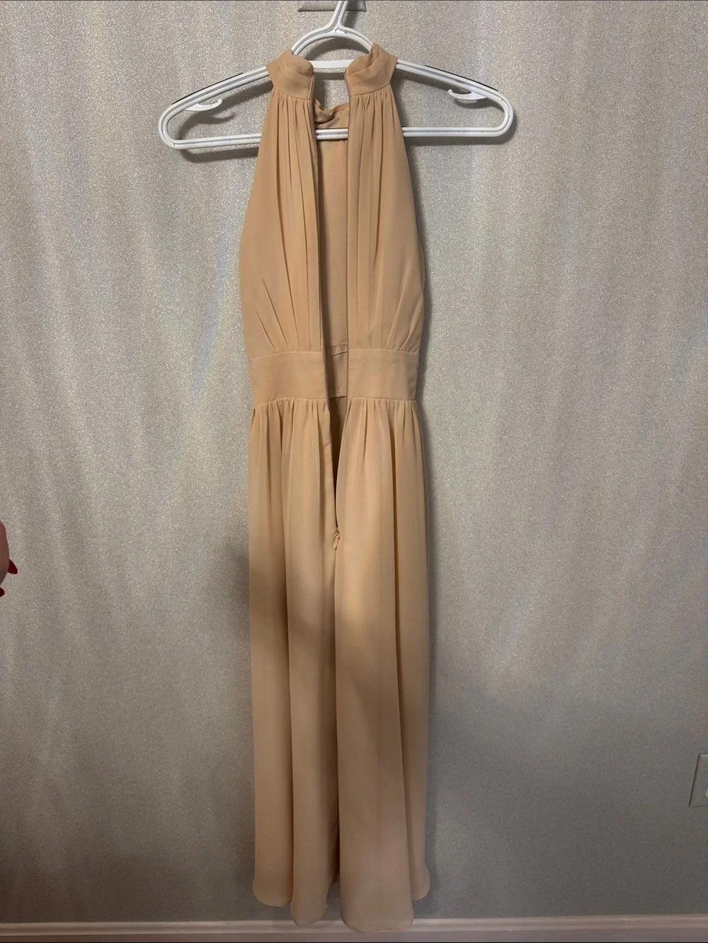 Azazie Halter dress in nude/tan